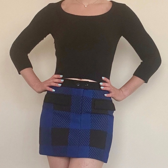 Rag & Bone Blue Plaid Miniskirt, Size 4 - Picture 1 of 2